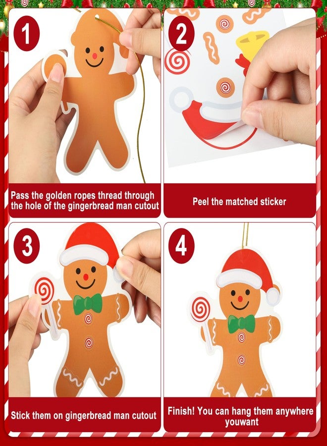 Fairooth 32 Pack Christmas Gingerbread Man Craft Kit Christmas DIY Art and Crafts for Kids Make Your Own Gingerbread Man Ornaments with Stickers for Xmas Tree Holiday Home Party Decorations - Image 3